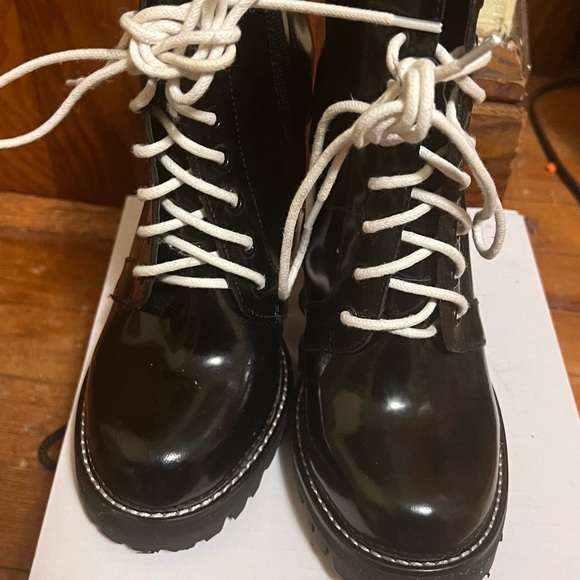 Jeffrey Campbell Refresh Black Box Leather Platform Chunky Lace-Up Ankle Booties - Picture 6 of 7